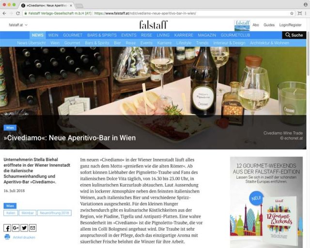 Falstaff: Neue Aperitivo-Bar in Wien © Falstaff Verlagsgesellschaft mbH