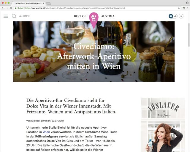 A-List: Afterwork-Aperitivo mitten in Wien © A-List.at